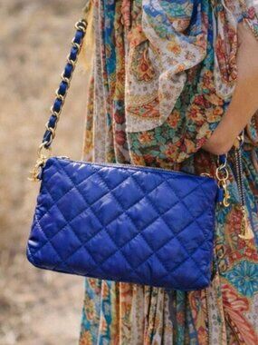 Lemonbella Sapphire Quilted Puffer Shoulder Mini Bag